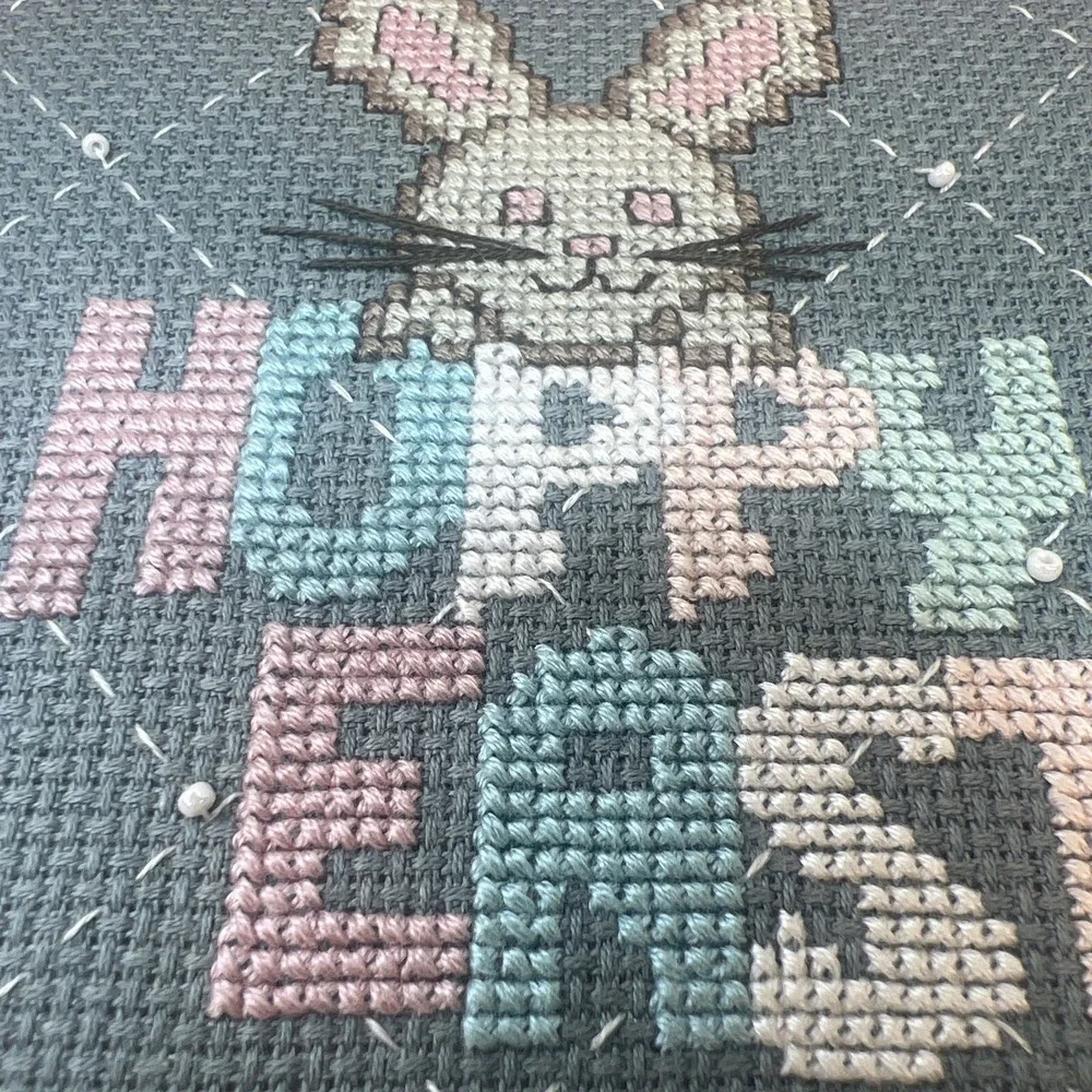 Easter Embroidered Cross Stitch Wall Decor Rabbit‎ 6